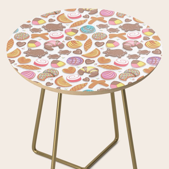 Mexican Sweet Bakery Frenzy // white background // pastel colors pan dulce Side Table Gallery Image 2