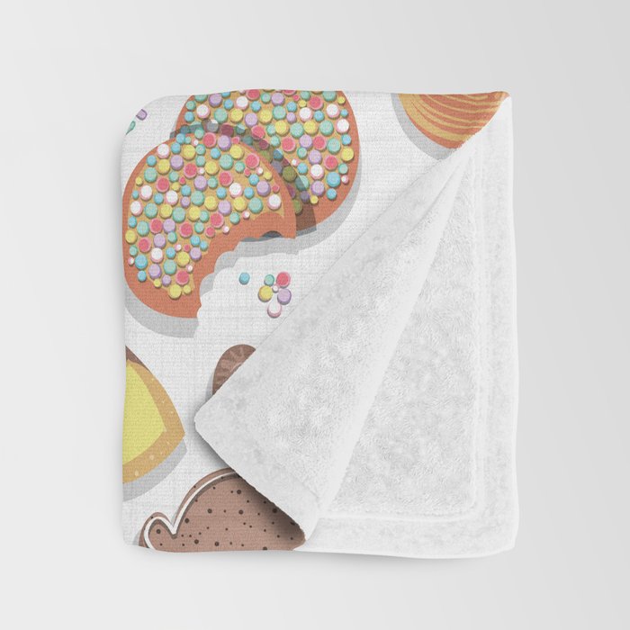 Mexican Sweet Bakery Frenzy // white background // pastel colors pan dulce Throw Blanket Gallery Image 3