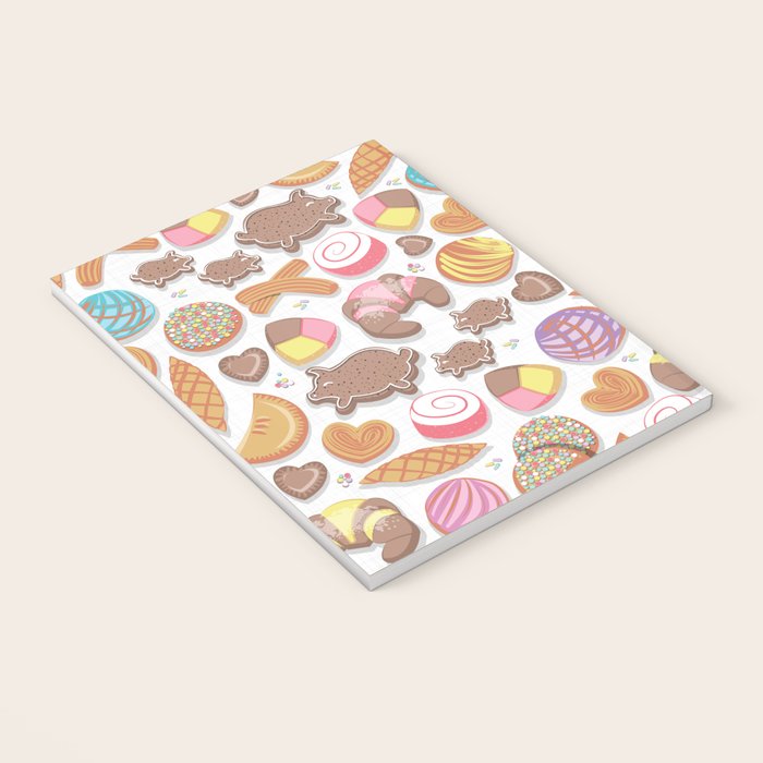 Mexican Sweet Bakery Frenzy // white background // pastel colors pan dulce Notebook Gallery Image 3