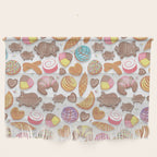 Mexican Sweet Bakery Frenzy // white background // pastel colors pan dulce Wall Hanging Gallery Image 1