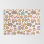 Mexican Sweet Bakery Frenzy // white background // pastel colors pan dulce Rug Gallery Image 2