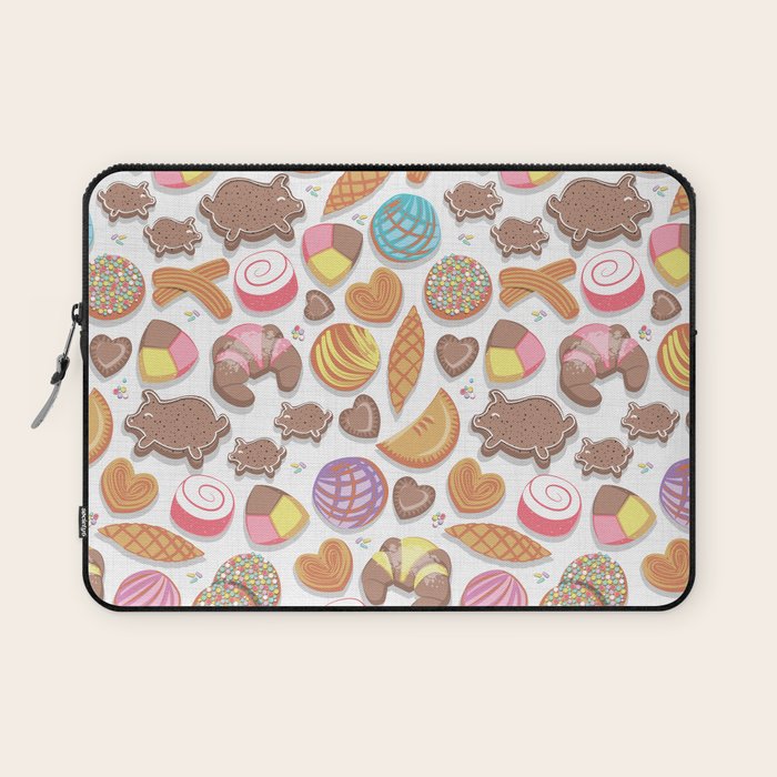 Mexican Sweet Bakery Frenzy // white background // pastel colors pan dulce Laptop Sleeve Gallery Image 1