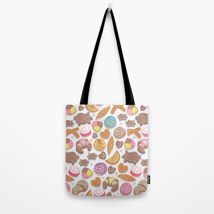 Mexican Sweet Bakery Frenzy // white background // pastel colors pan dulce Tote Bag Gallery Image 2