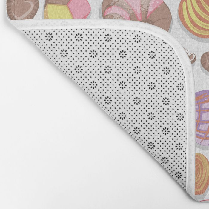 Mexican Sweet Bakery Frenzy // white background // pastel colors pan dulce Bath Mat Gallery Image 2
