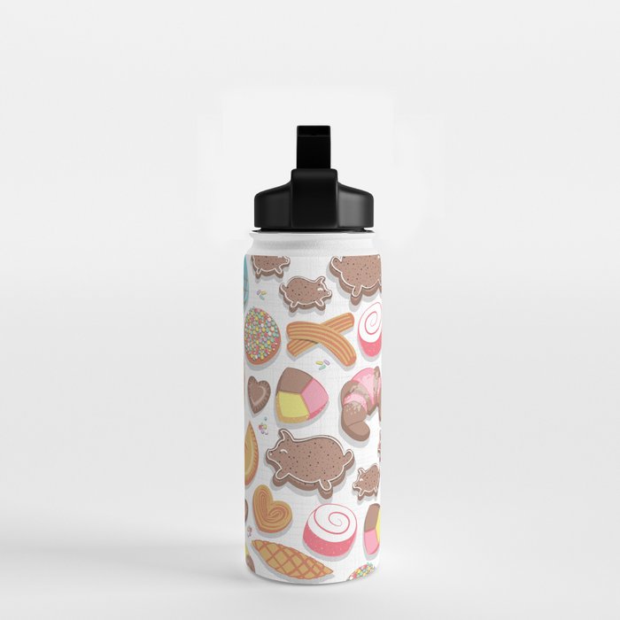 Mexican Sweet Bakery Frenzy // white background // pastel colors pan dulce Water Bottle Gallery Image 2