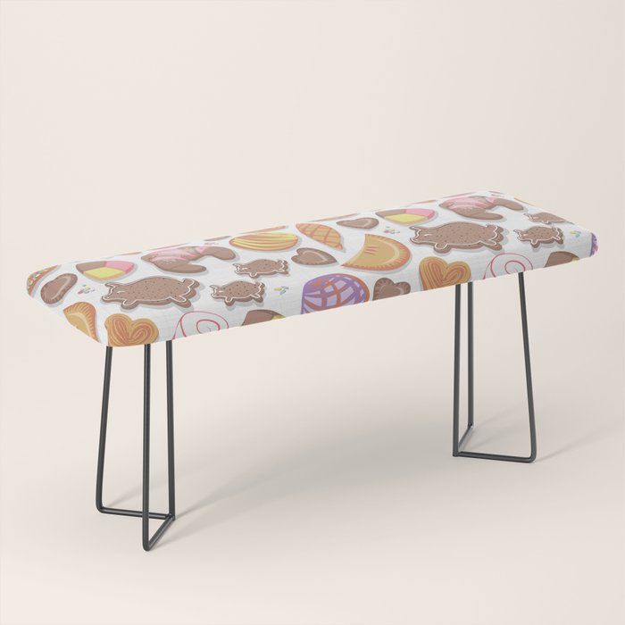 Mexican Sweet Bakery Frenzy // white background // pastel colors pan dulce Bench