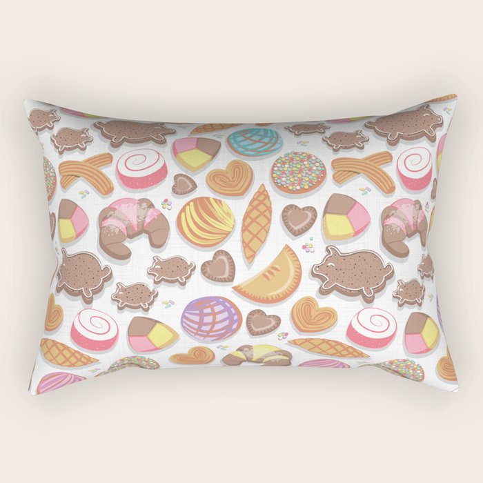 Mexican Sweet Bakery Frenzy // white background // pastel colors pan dulce Rectangular Pillow Gallery Image 2