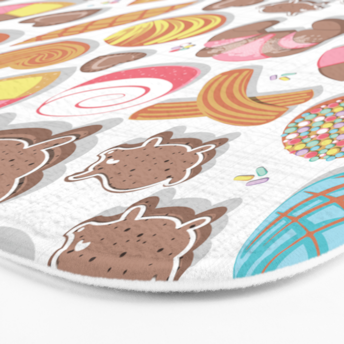 Mexican Sweet Bakery Frenzy // white background // pastel colors pan dulce Bath Mat Gallery Image 3