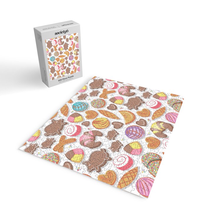 Mexican Sweet Bakery Frenzy // white background // pastel colors pan dulce Jigsaw Puzzle Gallery Image 2