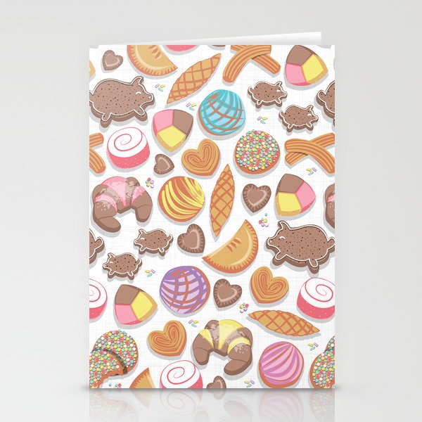 Mexican Sweet Bakery Frenzy // white background // pastel colors pan dulce Stationery Card Gallery Image 2