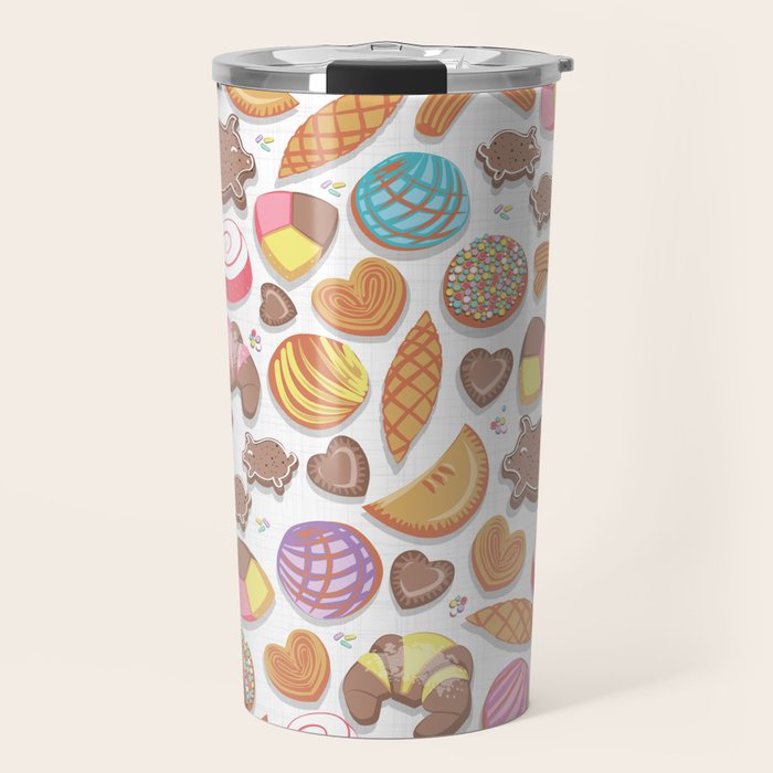 Mexican Sweet Bakery Frenzy // white background // pastel colors pan dulce Travel Mug Gallery Image 1