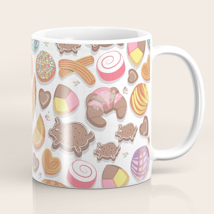 Mexican Sweet Bakery Frenzy // white background // pastel colors pan dulce Coffee Mug Gallery Image 1