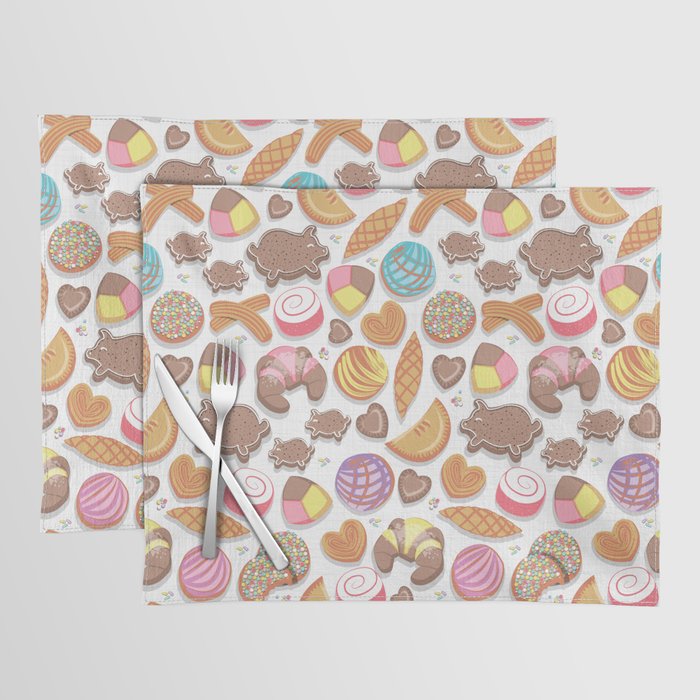 Mexican Sweet Bakery Frenzy // white background // pastel colors pan dulce Placemat Gallery Image 1