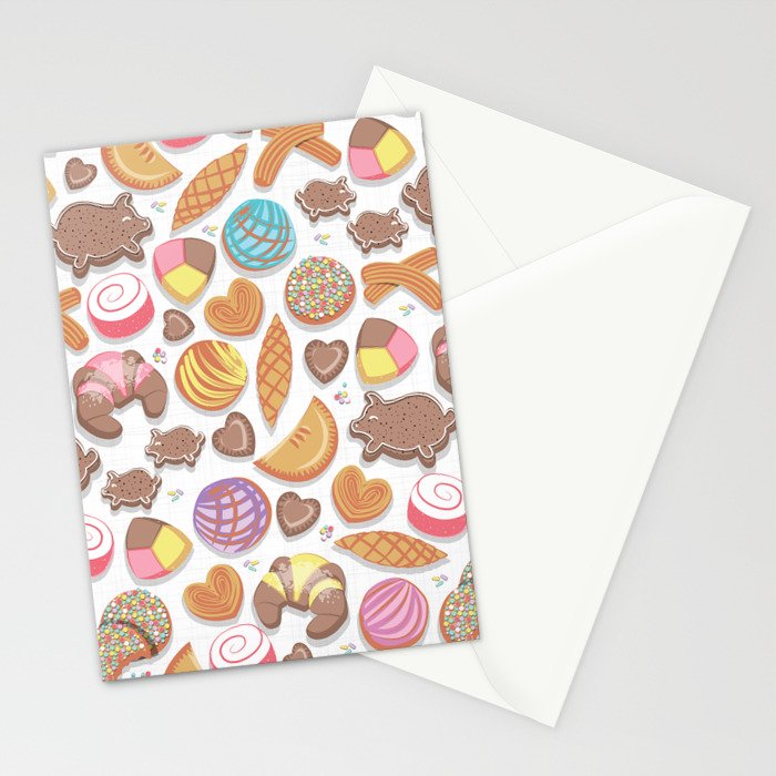 Mexican Sweet Bakery Frenzy // white background // pastel colors pan dulce Stationery Card Gallery Image 2