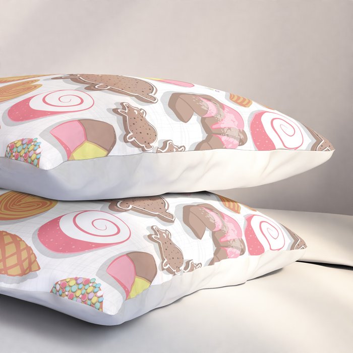 Mexican Sweet Bakery Frenzy // white background // pastel colors pan dulce Pillow Sham Gallery Image 3