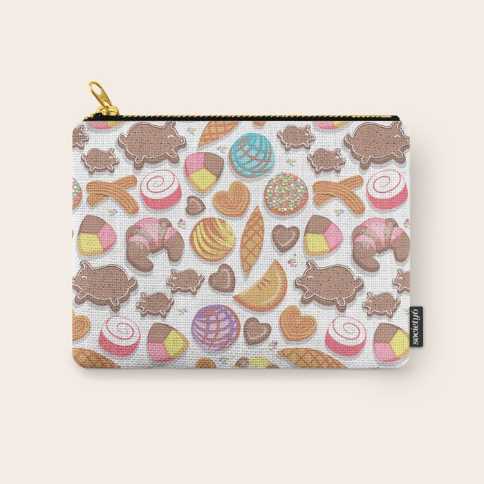 Mexican Sweet Bakery Frenzy // white background // pastel colors pan dulce Carry All Pouch Gallery Image 1