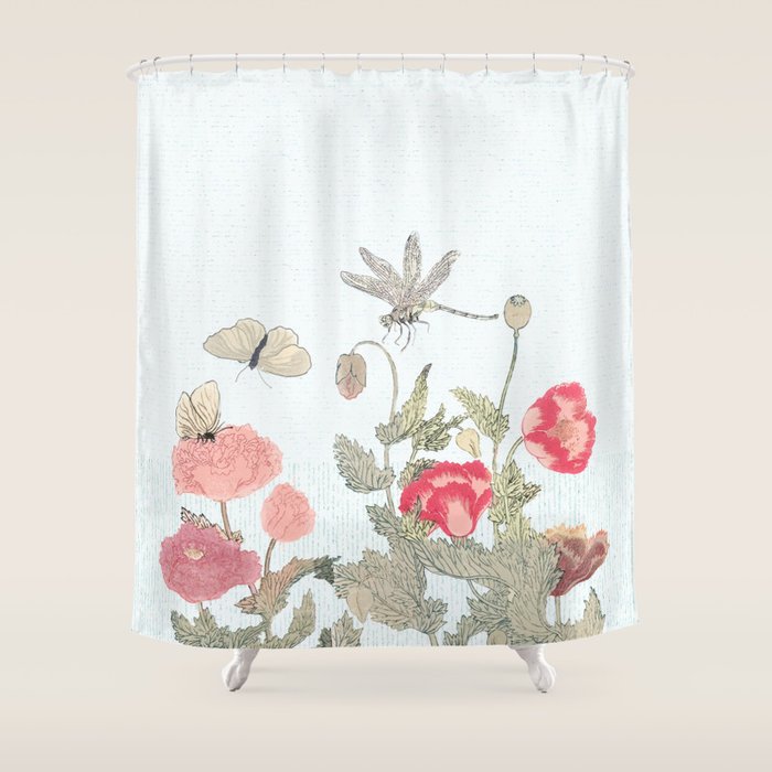 Butterflies, Dragonfly and  flowers Shower Curtain Gallery Image 1