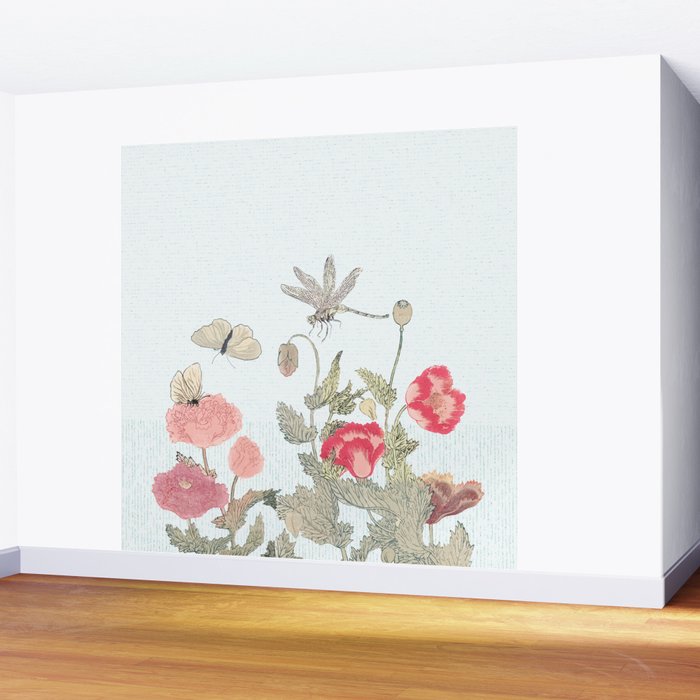 Butterflies, Dragonfly and  flowers Wall Mural Gallery Image 2