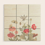 Butterflies, Dragonfly and  flowers Wood Wall Art Gallery Image 1