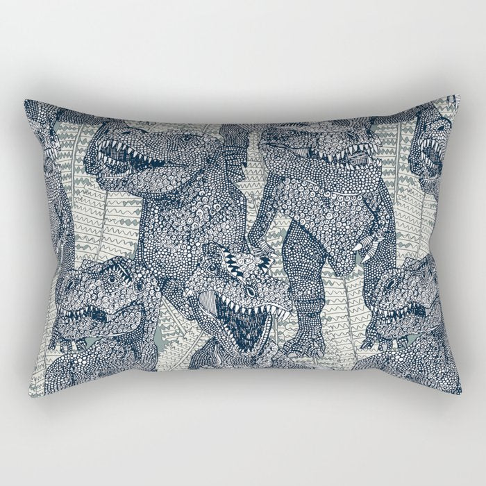 Tyrannosaurus rex indigo Rectangular Pillow Gallery Image 2