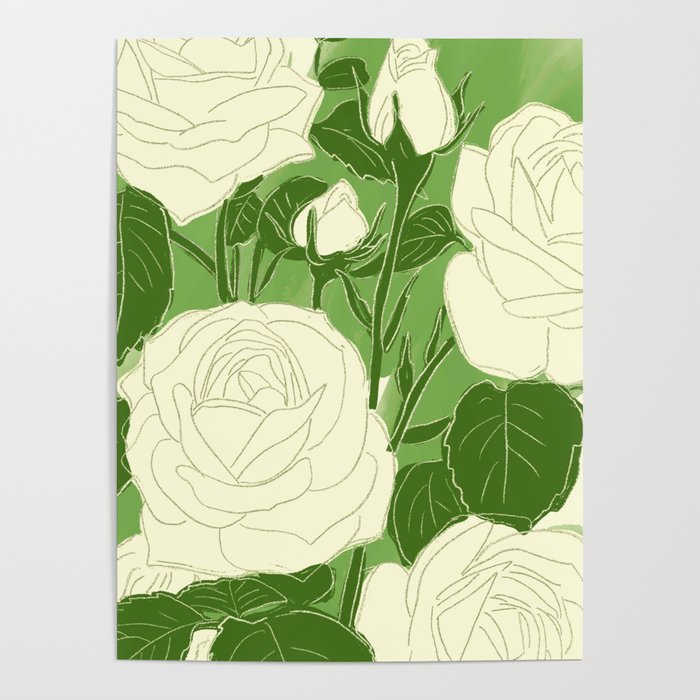 White Roses 8 Poster Gallery Image 1