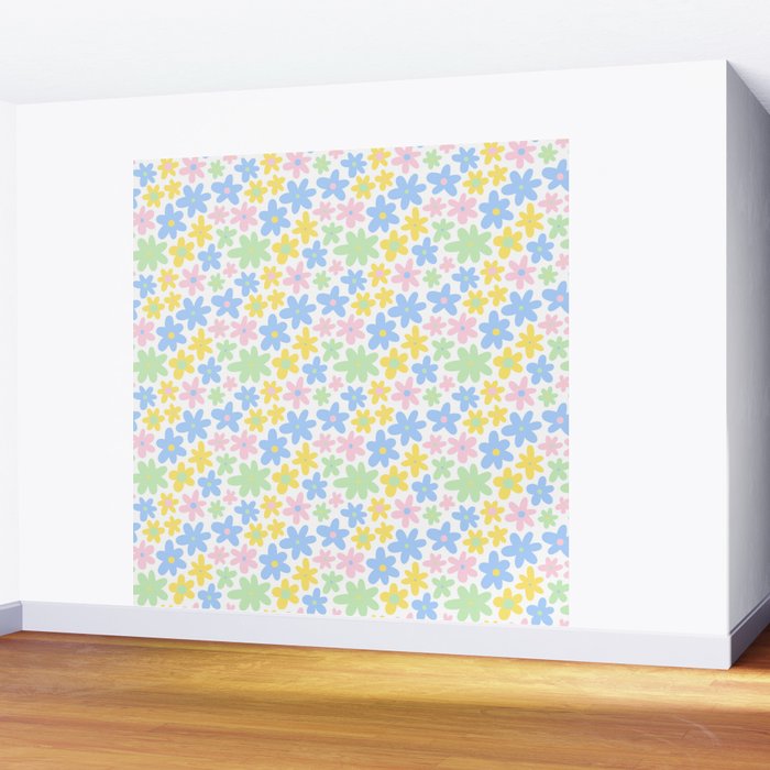 Colorful pastel flower art pattern Wall Mural Gallery Image 2