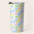 Colorful pastel flower art pattern Travel Mug Gallery Image 3
