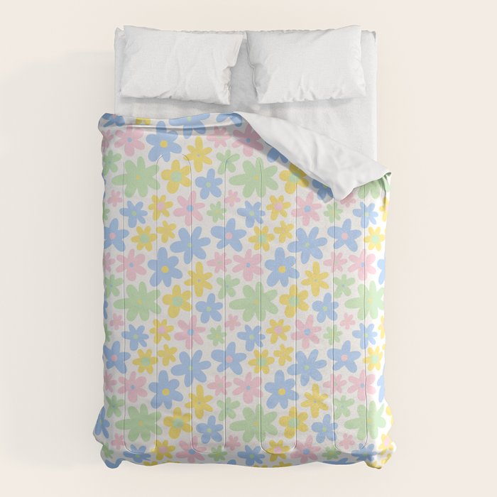 Colorful pastel flower art pattern Comforter Gallery Image 6