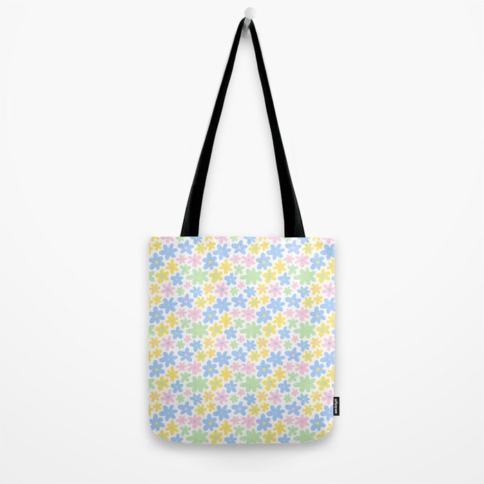 Colorful pastel flower art pattern Tote Bag Gallery Image 2