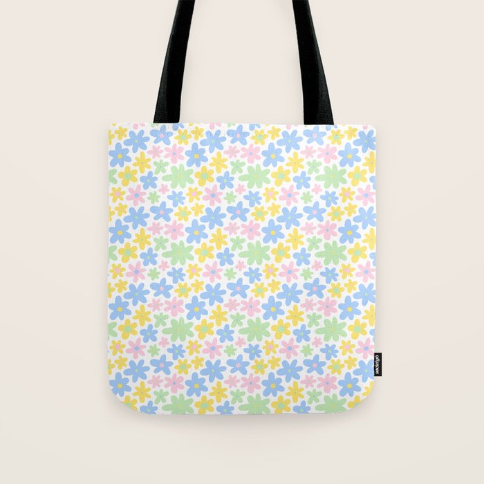 Colorful pastel flower art pattern Tote Bag Gallery Image 1