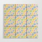 Colorful pastel flower art pattern Wood Wall Art Gallery Image 1