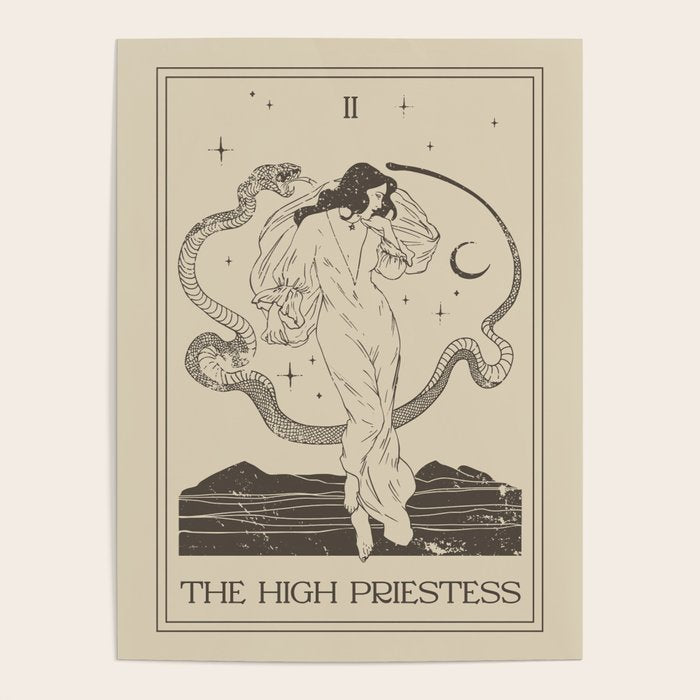 The High Priestess Card Poster. Witchy Girl and Mystic Snake Poster Gallery Image 4