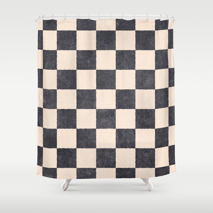CHECKER - 001 - Graphite Shower Curtain Gallery Image 1