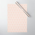 Linocut Palm Leaves . Peachy Pink Wrapping Paper Gallery Image 1