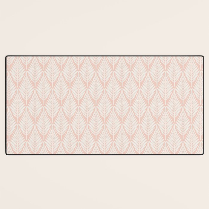 Linocut Palm Leaves . Peachy Pink Desk Mat Gallery Image 3