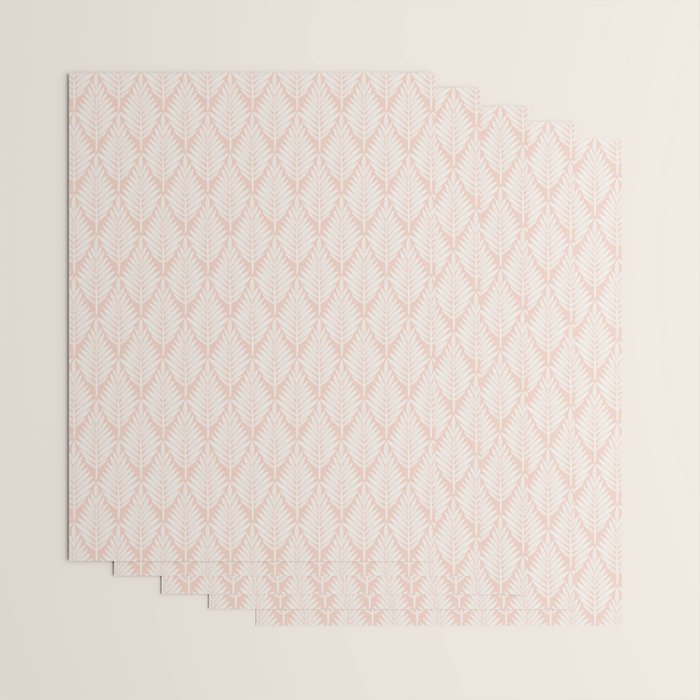 Linocut Palm Leaves . Peachy Pink Wrapping Paper Gallery Image 3
