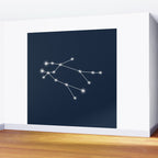 Gemini Zodiac Star Constellation Line Art Dark Blue Wall Mural Gallery Image 2