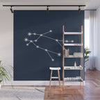 Gemini Zodiac Star Constellation Line Art Dark Blue Wall Mural Gallery Image 1