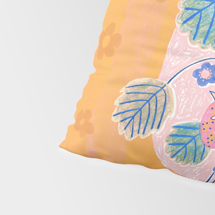 Sweet Strawberry Plant Friends in Peach & Orange Pillow Sham Gallery Image 4