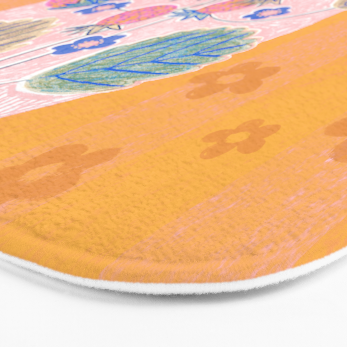 Sweet Strawberry Plant Friends in Peach & Orange Bath Mat Gallery Image 3
