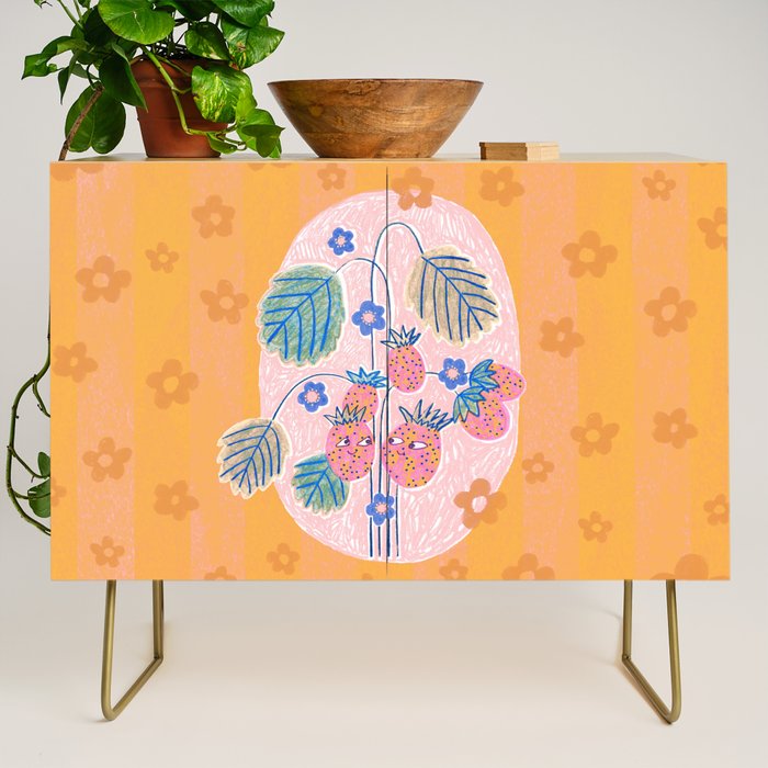 Sweet Strawberry Plant Friends in Peach & Orange Credenza Gallery Image 1