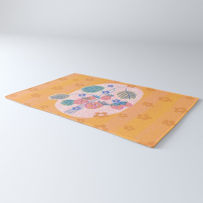 Sweet Strawberry Plant Friends in Peach & Orange Rug Gallery Image 3