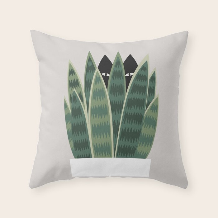 Cat and Plant 22: Sneak Plant Throw Pillow Gallery Image 6