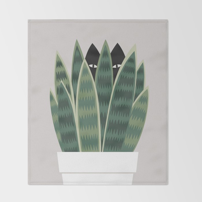 Cat and Plant 22: Sneak Plant Throw Blanket Gallery Image 2