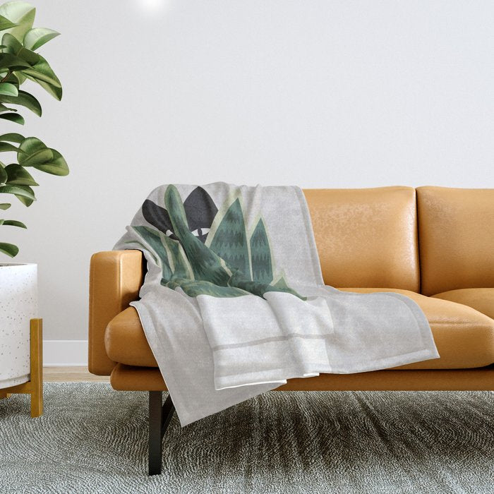 Cat and Plant 22: Sneak Plant Throw Blanket Gallery Image 1