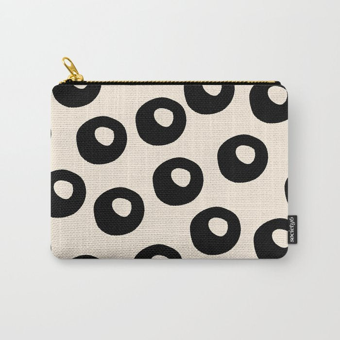 Black and Almond Cream Quark Dots Contemporary Modern Pattern Carry All Pouch Gallery Image 1
