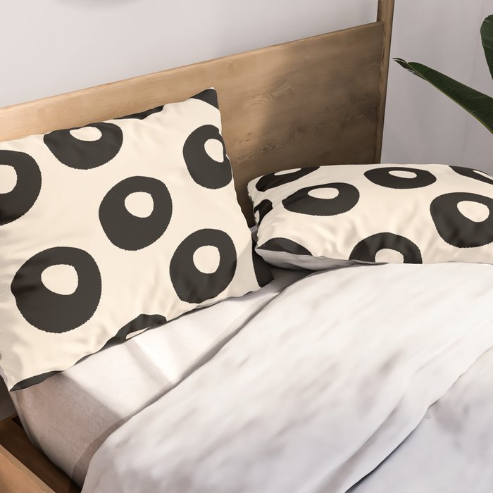 Black and Almond Cream Quark Dots Contemporary Modern Pattern Pillow Sham Gallery Image 2