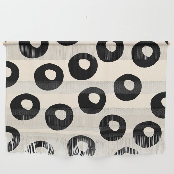 Black and Almond Cream Quark Dots Contemporary Modern Pattern Wall Hanging Gallery Image 1