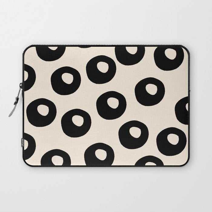 Black and Almond Cream Quark Dots Contemporary Modern Pattern Laptop Sleeve Gallery Image 1
