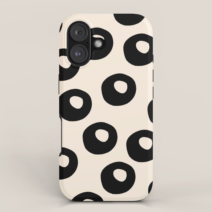 Black and Almond Cream Quark Dots Contemporary Modern Pattern iPhone Case Gallery Image 1